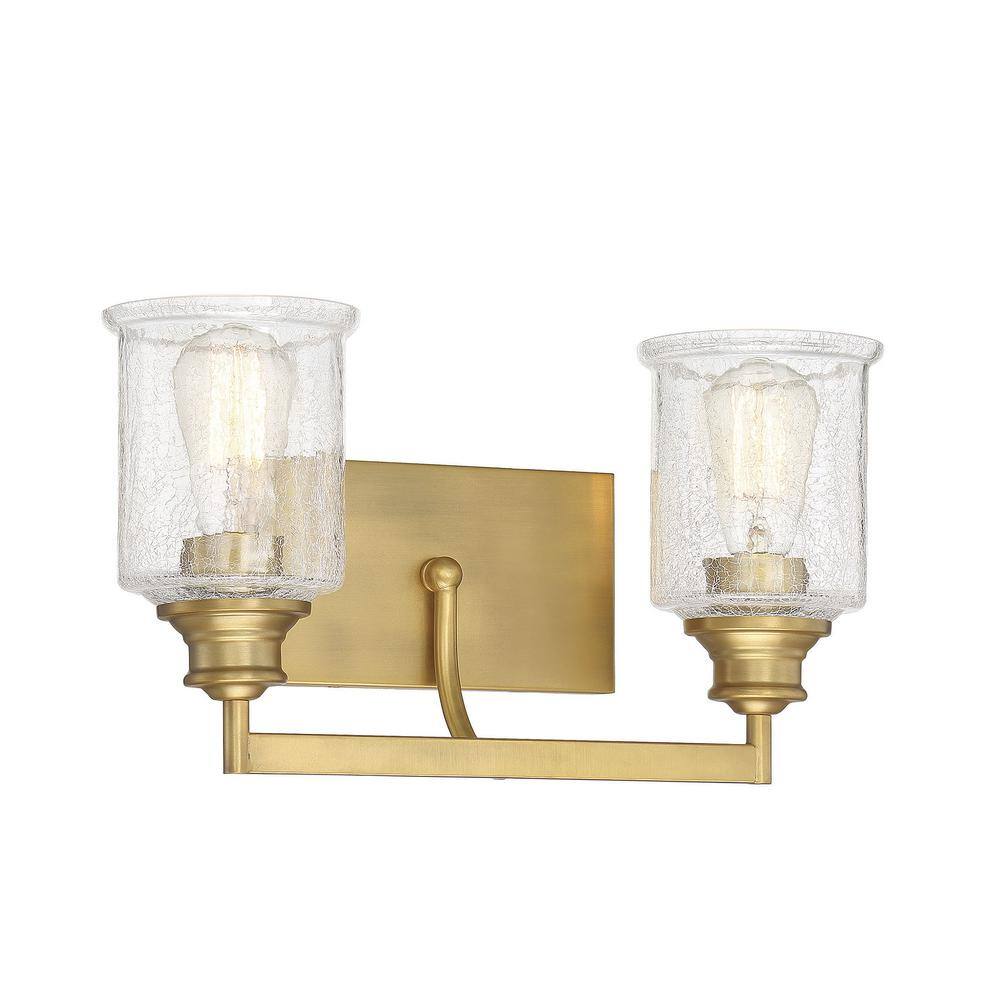 Hampton Colonial-Inspired Warm Brass 2-Light Bath Fixture