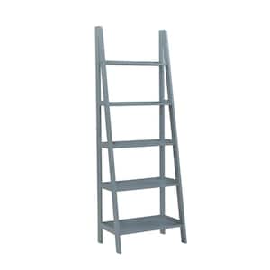 Benson 72 in. Tall Gray Wood 5-Shelf Ladder Bookcase