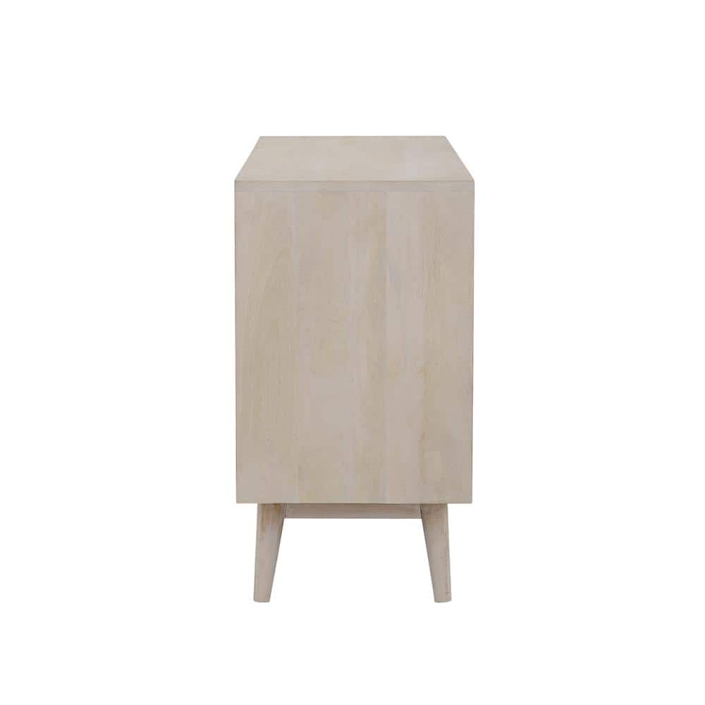 White Washed and Black Mango Wood 2-Door Accent Cabinet