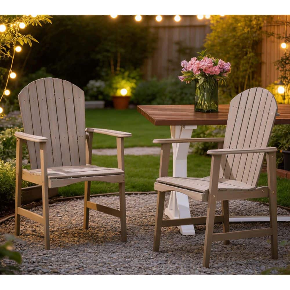 Grey Acacia Wood Outdoor Dining Chair in Grey for Backyard, Poolside, Garden Set of 2 price history on PriceWatchPro