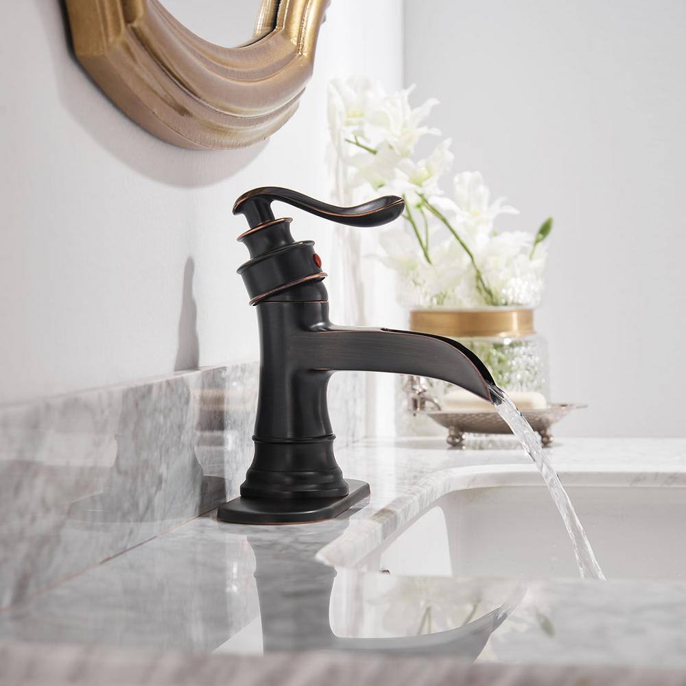 Oil Rubbed Bronze Single Handle Bathroom Faucet with Drain Kit