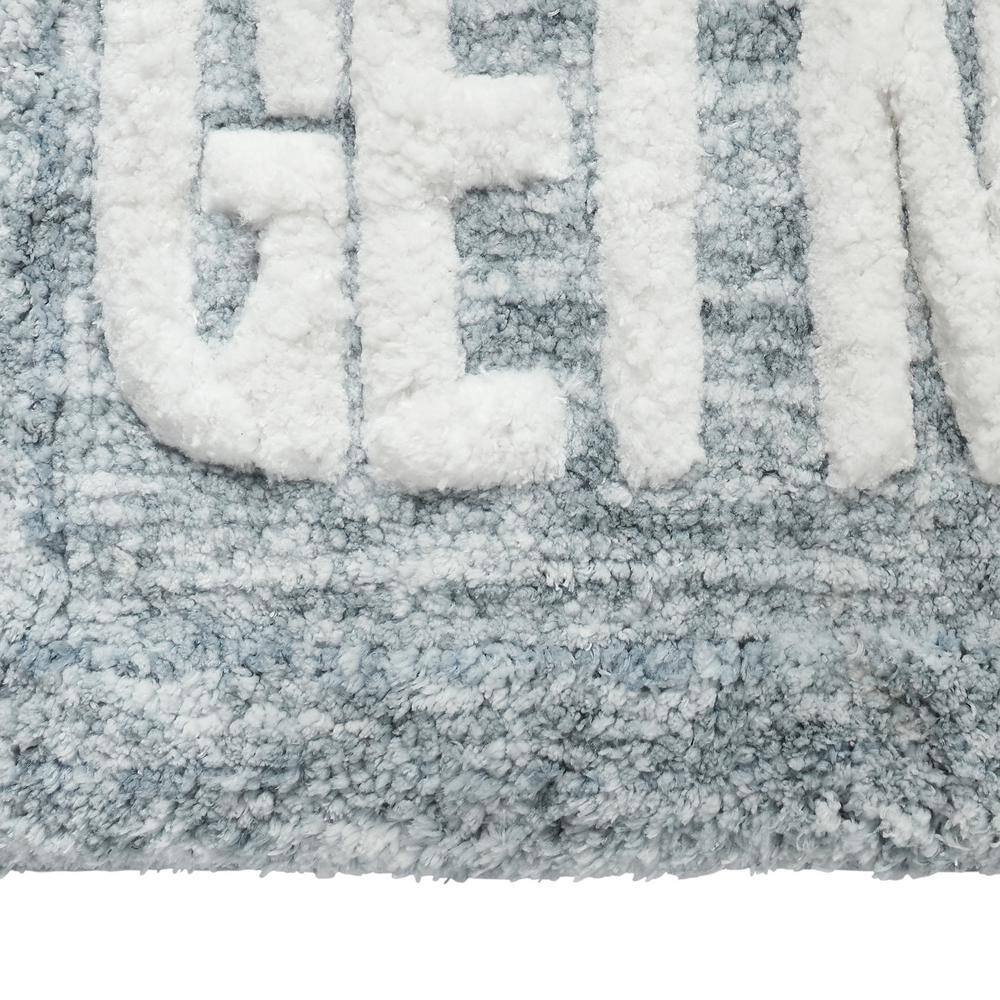 Teal Polyester Get Naked Typography Bath Rug, 24" x 60"