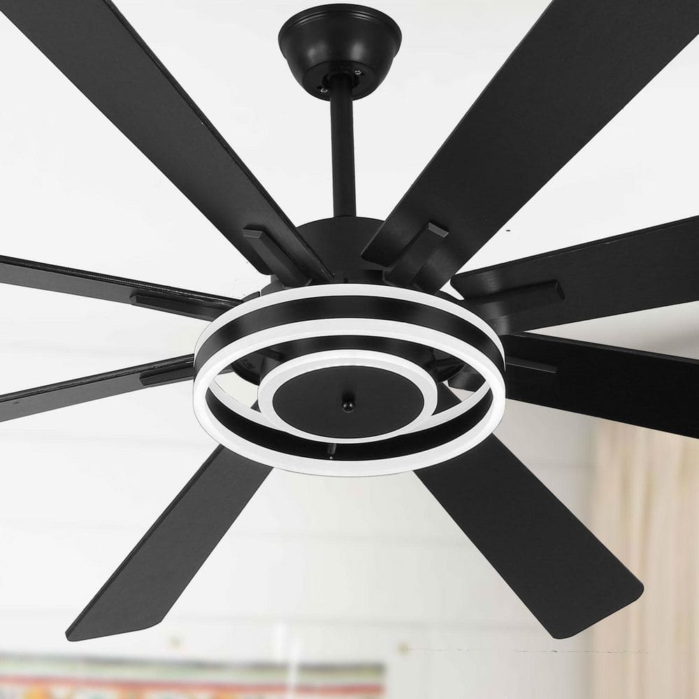 72 in. Indoor Matte Black Standard Modern Ceiling Fan with Lights and Remote, Quiet DC Motor Downrod Ceiling Fan price history on PriceWatchPro