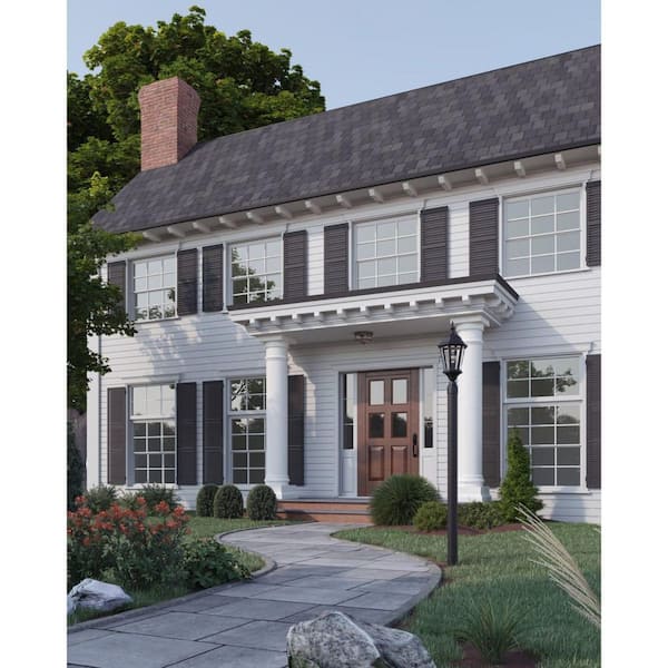 Welbourne Collection 1-Light Textured Black Clear Beveled Glass Traditional Outdoor Post Lantern Light