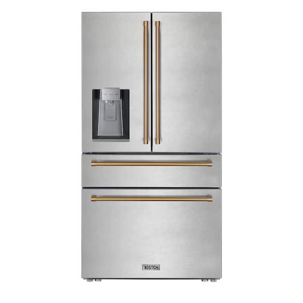36 in. 21.6 cu. ft. Counter Depth French Door Refrigerator with Ice and Water Dispenser in Stainless Steel, ENERGY STAR