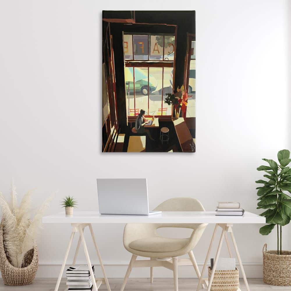 Tranquil Cafe Environment by Keith Thomson Unframed People Graphic Art Print 45 in. x 30 in. price history on PriceWatchPro