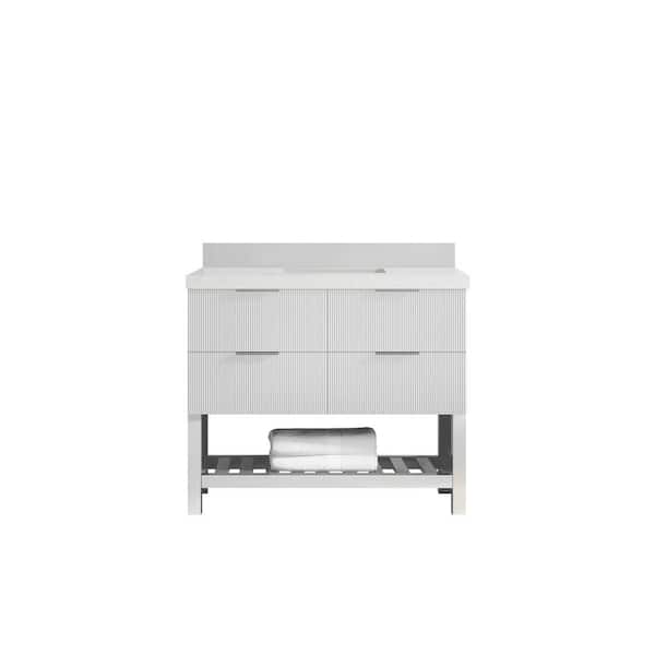 Willow Collections Catalina 42 in. W x 22 in. D x 36 in. H Single Sink Bath Vanity in White with 2 in. Carrara Qt. Top