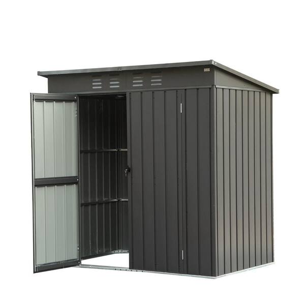 Staykiwi 5 ft. W x 3 ft. D Metal Black Shed with Lockable