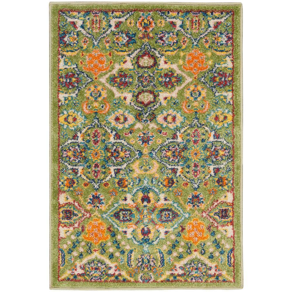 Nourison Allur Sage Ivory 2 ft. x 3 ft. Floral Bohemian Modern Kitchen Rug 837431 The Home Depot