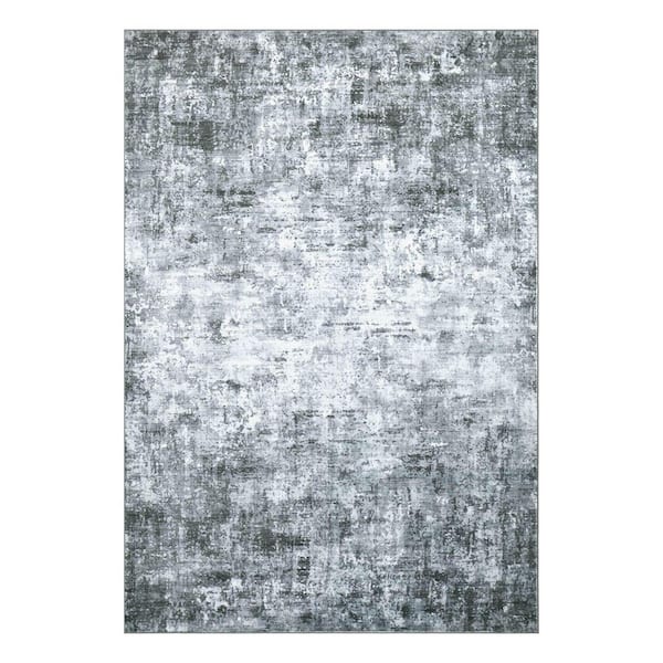 Jayden Light Gray 6 ft. x 9 ft. Woven Abstract Polyester Area Rug