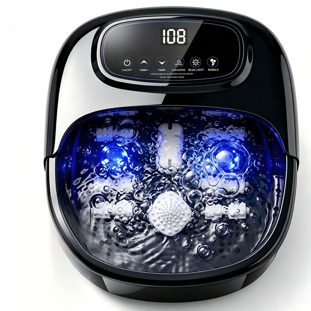 Black Foot Soaking Tub with Ozone UV, Foot Spa Bath Massager with Heat and Bubbles, Pressure Rollers for Tired Feet price history on PriceWatchPro