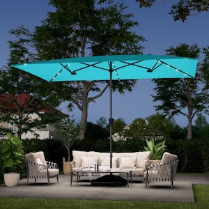 10 ft patio table umbrella 10 Ft Patio Umbrella Offset Cantilever Umbrella with 40 Solar Powered   Sunneday LLC