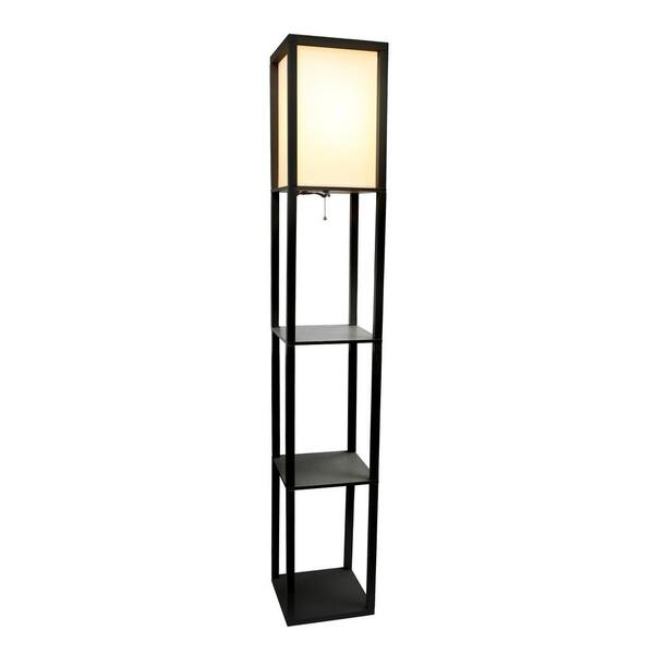 Simple Designs 63 3 In Etagere Black, Torchiere Floor Lamp With Shelf