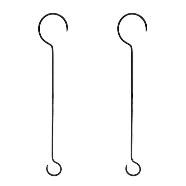 Achla Designs 30" L Black Wrought Iron Hook Extenders w/Twist (Set of 2), Powder Coated Finish, Home Accessory