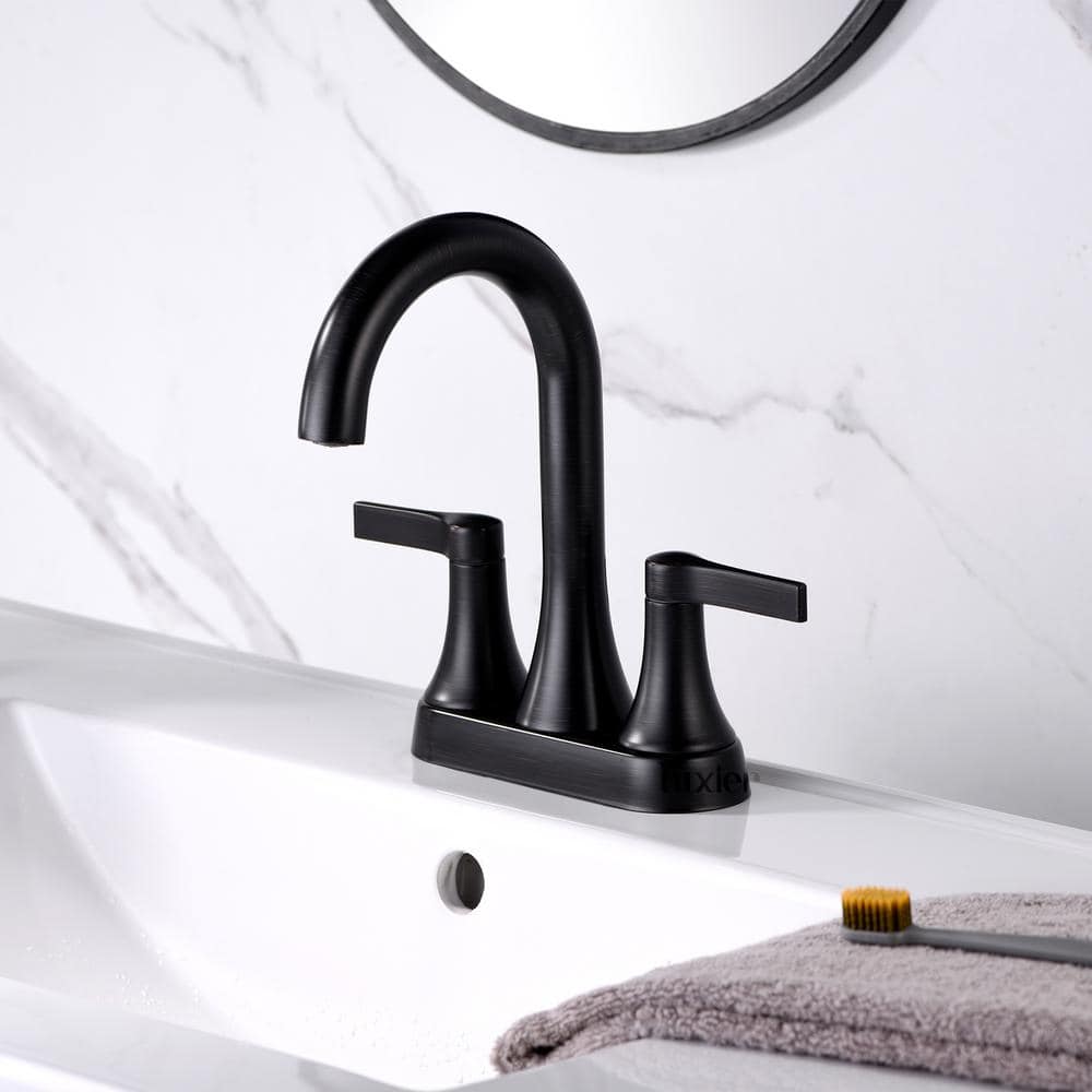 Oil Rubbed Bronze 2-Handle Centerset Bathroom Faucet with Drain Assembly