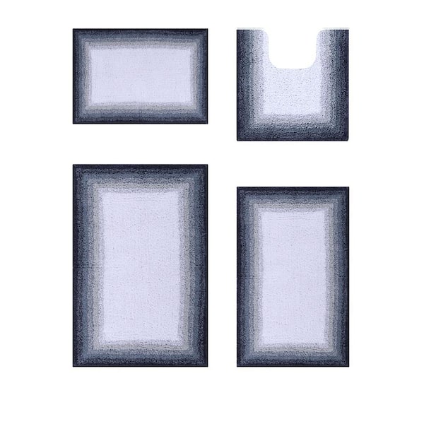 Better Trends Torrent Collection Gray 100% Cotton 4-Piece Bath Rug Set