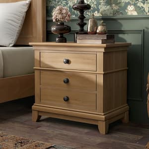 Zeller Natural Oak 2-Drawer 28 in. W Nightstand With Cedar Bottom Drawer