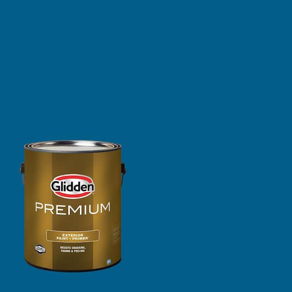 Glidden Premium 1 gal. PPG1157-7 Blue Flame Semi-Gloss Exterior Latex Paint