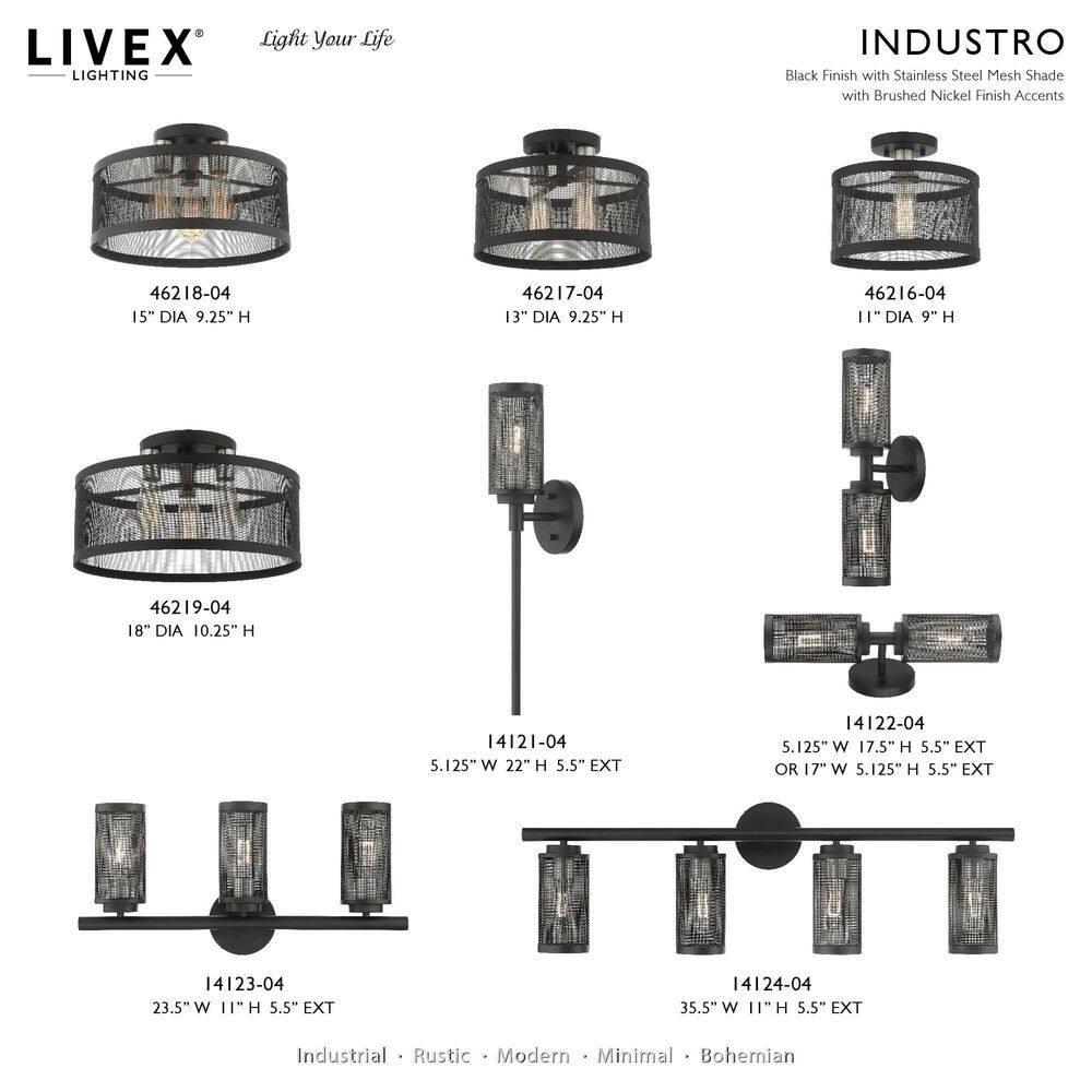 Emilia Crystal-Infused 3-Light Indoor/Outdoor Drum LED Pendant in Black/Brushed Nickel