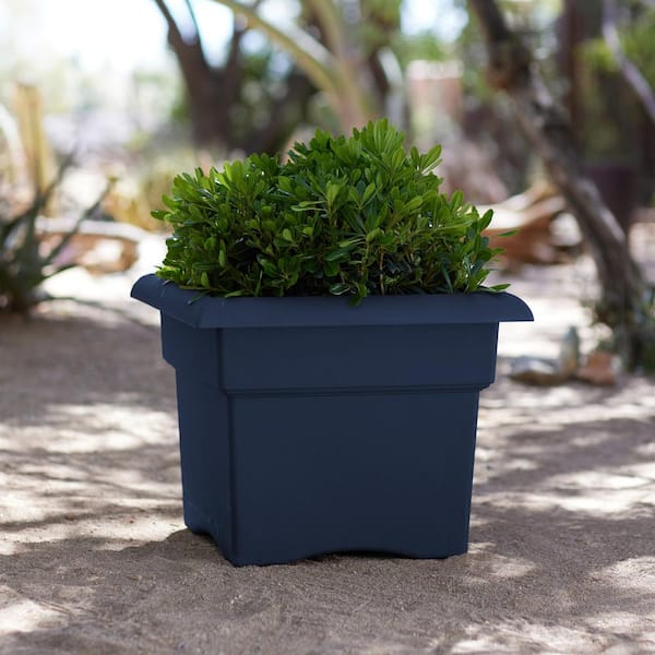 Veranda 14 in. L x 14 in. W x 11.25 in. H 18 qt. Navy Plastic Deck Box Planter