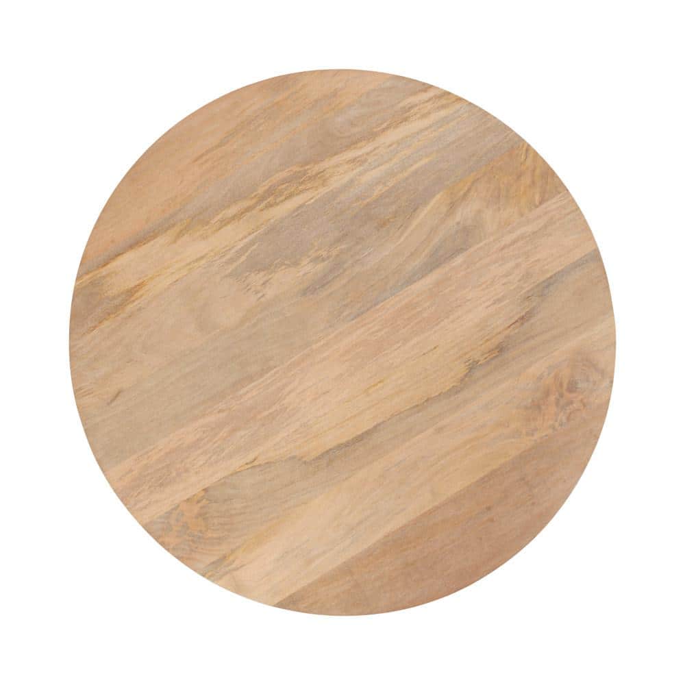 Natural Mango Wood Round Coffee Table with Hairpin Legs