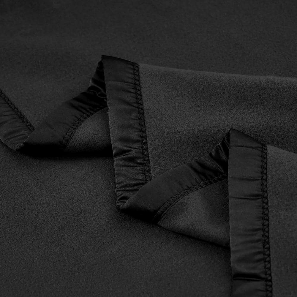 Black Queen Size Polyester Fleece Blanket with Satin Binding