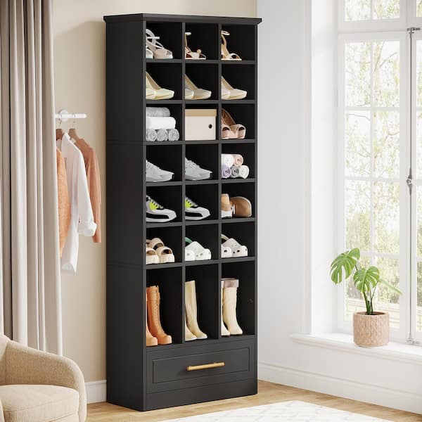 Wooden shoe rack with drawers sale