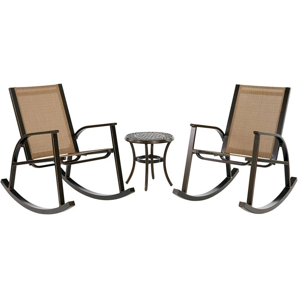 Hanover Monaco 3-Piece Aluminum Outdoor Patio Conversation Set with 18 in. Side Table