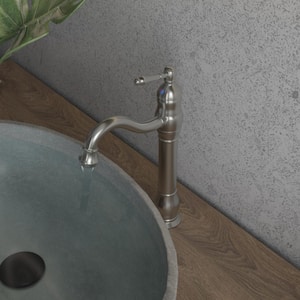 Waterfall Single Hole Single-Handle Vessel Sink Faucet With Pop-Up Drain Assembly in Brushed Nickel