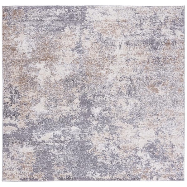 Aston Light Gray/Gray Doormat 3 ft. x 3 ft. Distressed Geometric Square Area Rug