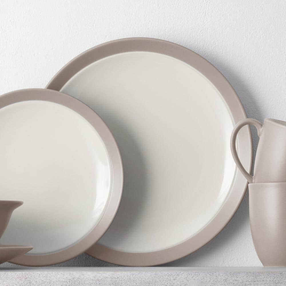 Sand Ceramic 4-Piece Breakfast Bowl and Plate Set