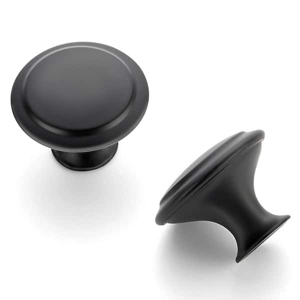 Angel Sar 1.25 in. Matte Black Kitchen Cabinet Knobs, Stainless Steel Drawer Handles Door hardware for Dresser Cabinets (60-Pack)