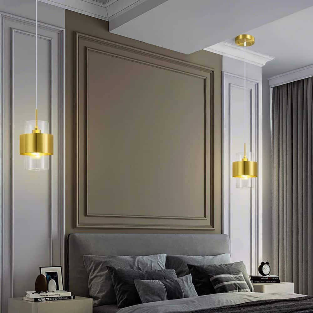 Home Light 40-Watt 1Light Gold Modern Pendant Light Fixture With Glass Shade, No Bulbs Included (1 Pack) price history on PriceWatchPro
