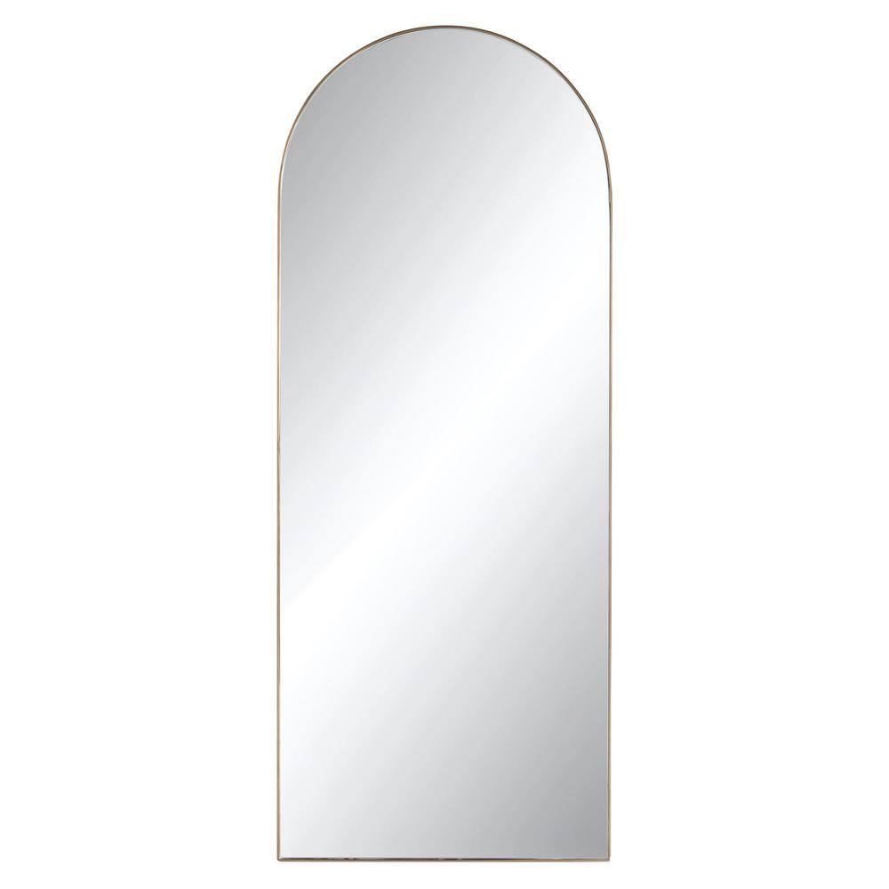 21 in. W x 64 in. H Arched Framed Wall Bathroom Vanity Mirror in Gold
