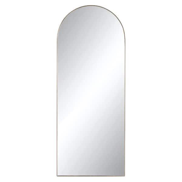 Unbranded 21 in. W x 64 in. H Arched Framed Wall Bathroom Vanity Mirror in Gold