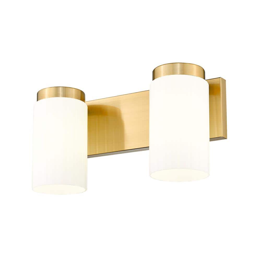 Luxe Gold Opal Glass 2-Light Modern Vanity Fixture