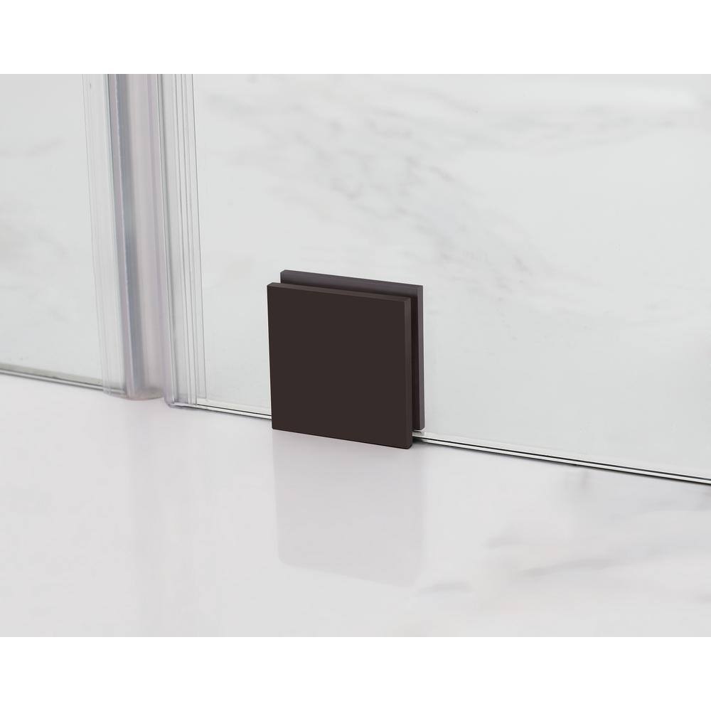 Nautis 58" Clear Glass Frameless Hinged Shower Door in Bronze