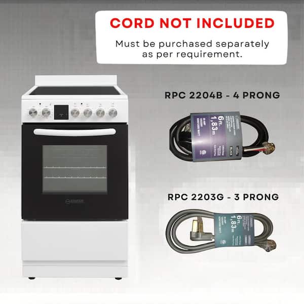 20 in. Electric Cooking Range 4-Elements Ceramic Burners Freestanding 1.9cu. ft. Convection Oven plus Air Fryer in White