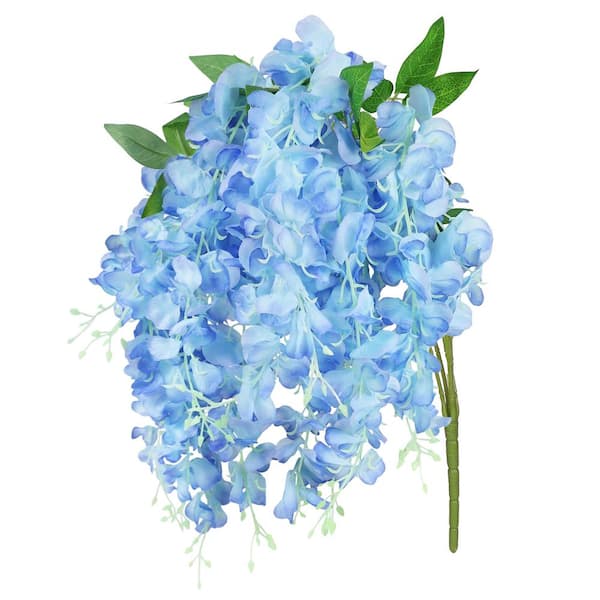 30 in. Blue Artificial Wisteria Flower Stem Hanging Spray Bush (Set of 2)