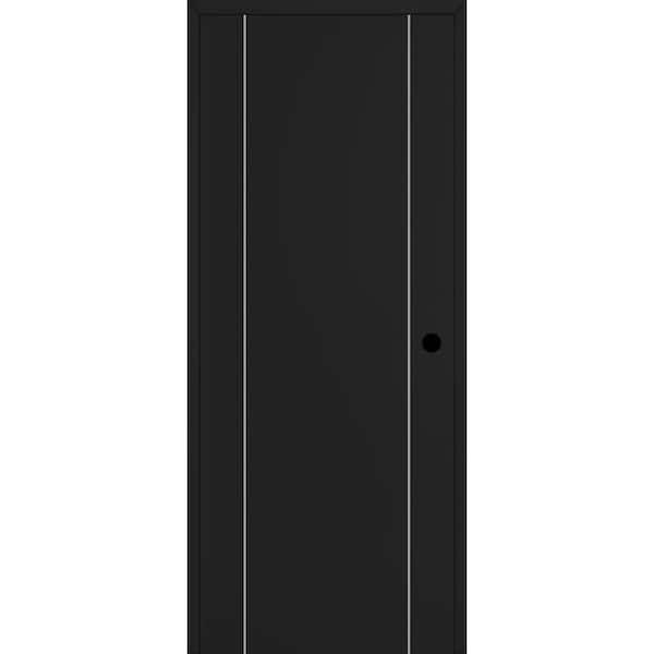 Belldinni Optima 2U DIY-Friendly 24 in. x 80 in. Left Hand Black Matte Solid Composite Core Wood Single Prehung Interior Door