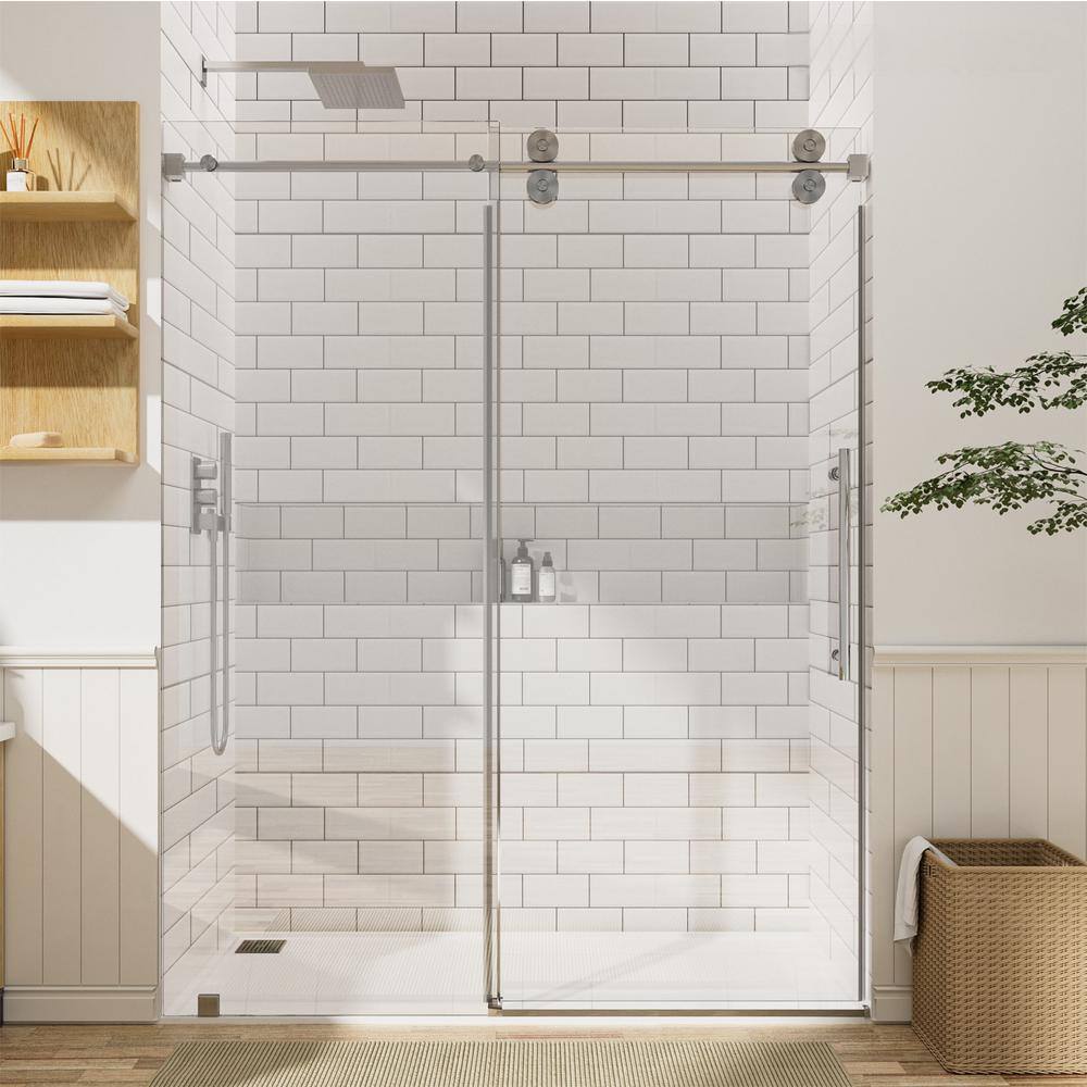 72 in. W x 80 in. H Single Sliding Frameless Shower Door in Chrome with 3/8 in. Clear Glass price history on PriceWatchPro