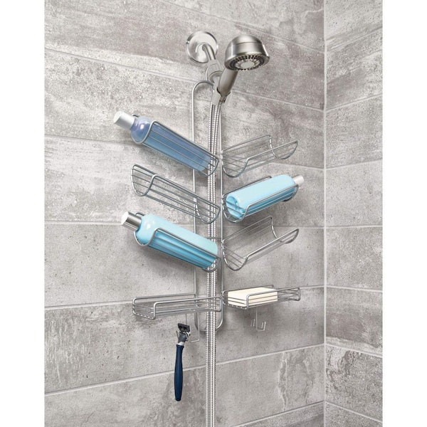 Dracelo Silver Metal Hanging Bathroom Caddy for Handheld Shower Hose, Extra Space for Shampoo, Conditioner