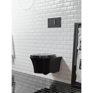 Veil Wall Hung 1-Piece 0.8 GPF Dual Flush Elongated Toilet in Black Black Seat Included