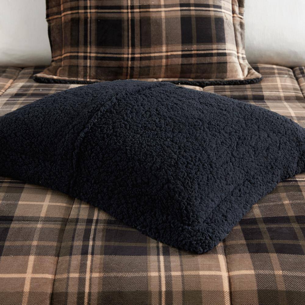 Full Brown and Black Reversible Down Alternative Comforter Set