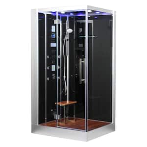 Platinum 47 in. x 36 in. x 90 in. Steam Shower in Black with Hinged Door, Left Side Controls and 6 kW Steam Generator