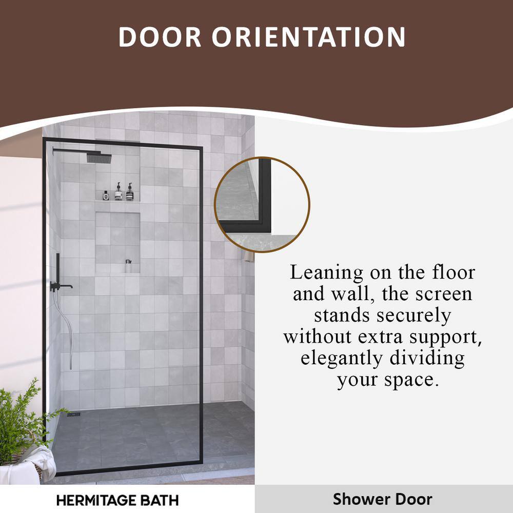 Hilma 34'' Matte Black Framed Shower Screen with Clear Tempered Glass