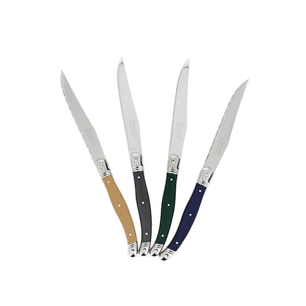 French Home Laguiole 4.5 in. Stainless Steel Full Tang 4-Piece Serrated  Steak Knife Set, Shades of Blue LG110 - The Home Depot