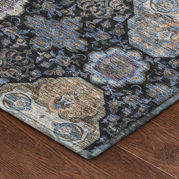 Mayfield Premium Machine Washable Abstract AMF2484 Black 9 ft. x 12 ft. Area Rug