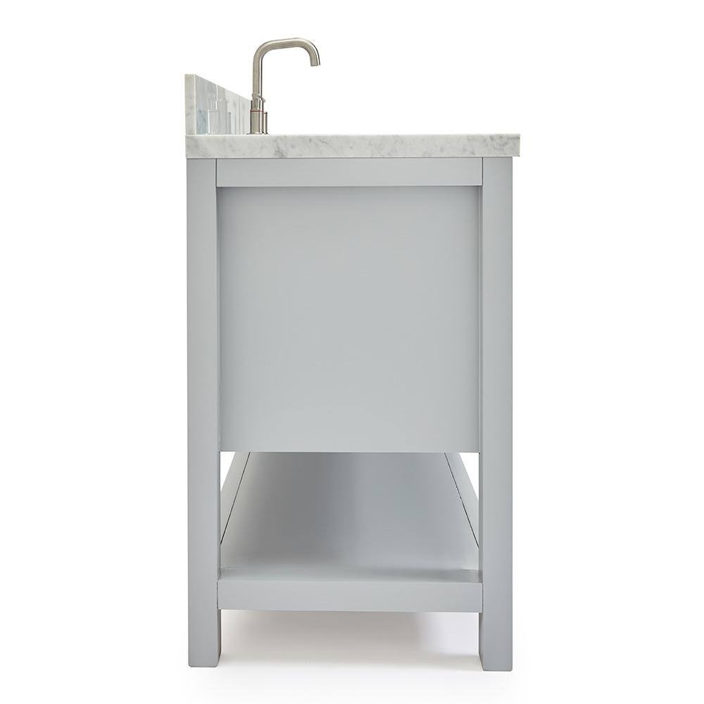 Magnolia 61" Gray Freestanding Double Basin Vanity with Carrara White Top