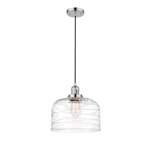 Bell 60-Watt 1 Light Polished Nickel Shaded Mini Pendant Light with Clear glass Clear Glass Shade